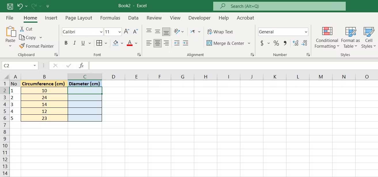 Áp dụng hàm PI trong bảng tính Excel