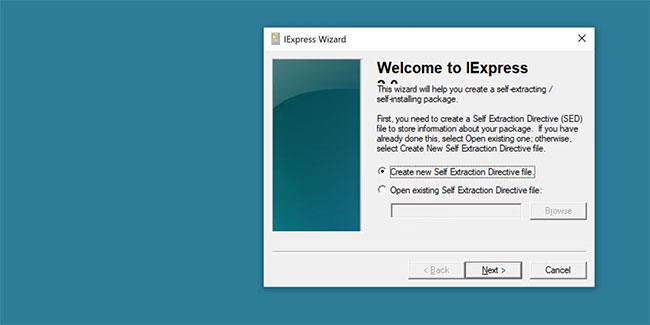 Trình hướng dẫn iExpress để tạo file .exe