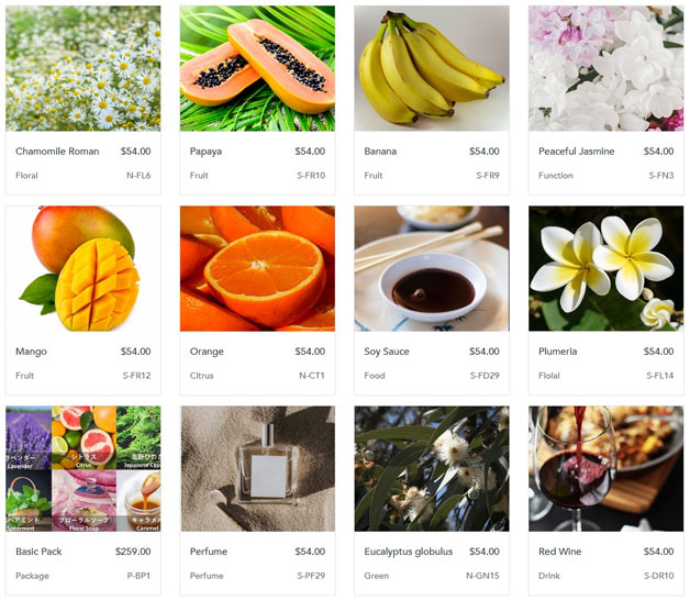 Trên trang web của Aromajoin đã bán một số mùi hương.