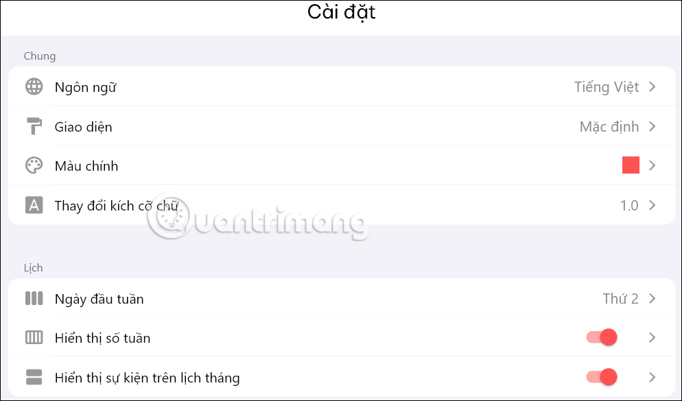 Cài đặt ứng dụng Lịch âm dương 