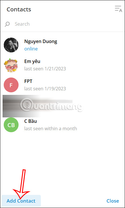 Thêm số điện thoại vào Telegram