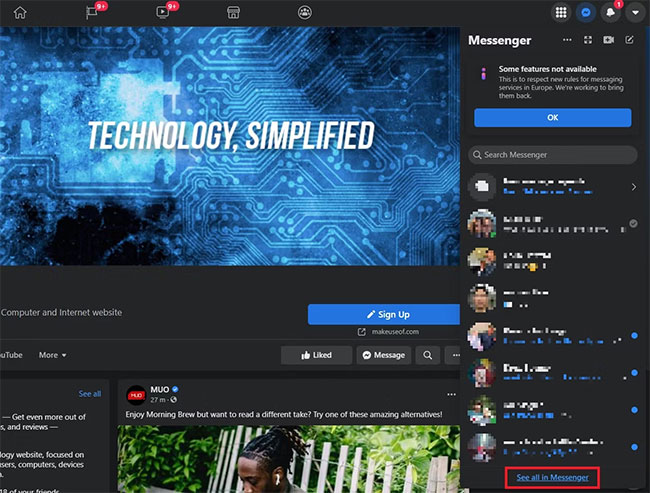 See all in Messenger option