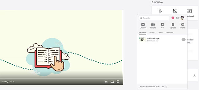 Chụp ảnh màn hình từ video trên Jumpshare