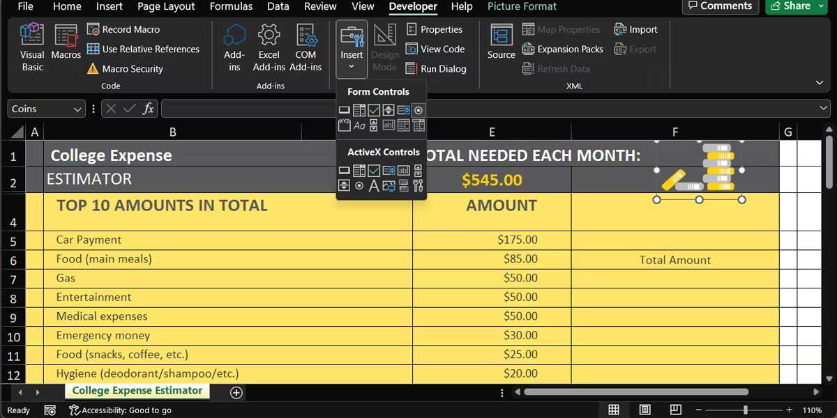 Form Controls trong Excel