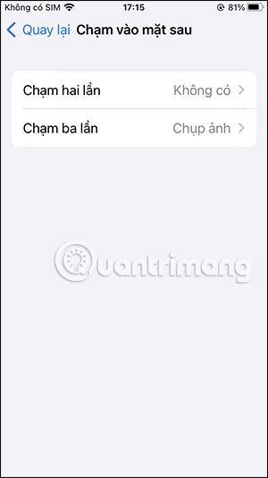 Chụp ảnh màn hình iPhone chạm mặt sau
