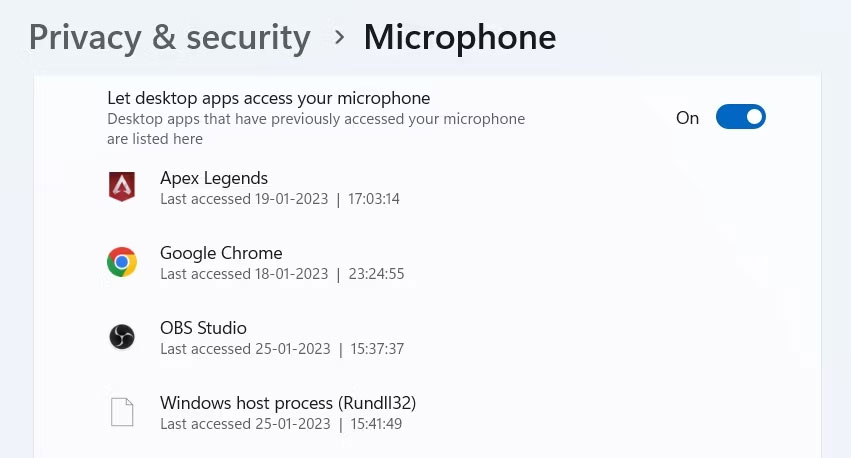 Cho phép các ứng dụng desktop bàn truy cập tùy chọn micro trong ứng dụng Settings