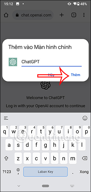 Thêm trang web ChatGPT