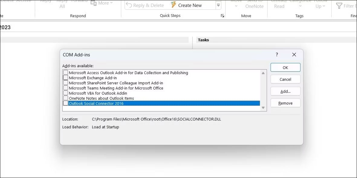 Vô hiệu hóa add-in Outlook