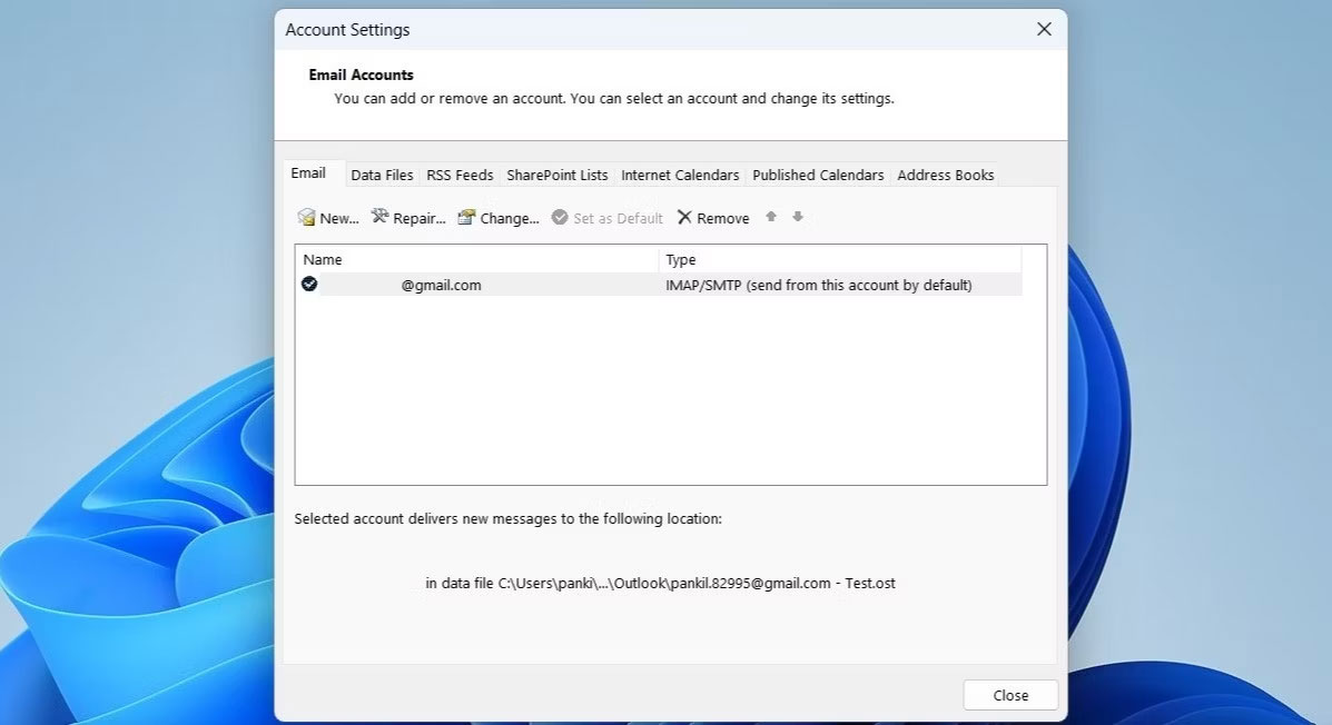 Xóa tài khoản Outlook