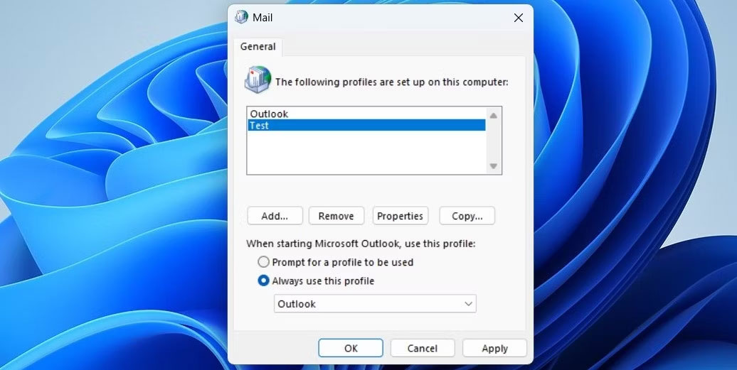 Tạo profile Outlook mới