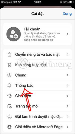 Chỉnh thông báo Microsoft Edge