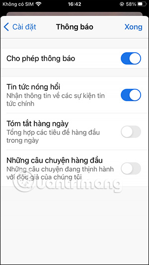 Tùy chỉnh thông báo Microsoft Edge