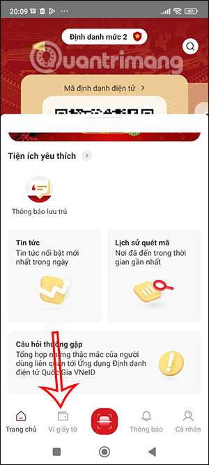 Ví giấy tờ trên VNeID