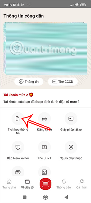Tích hợp giấy tờ trên VNeID