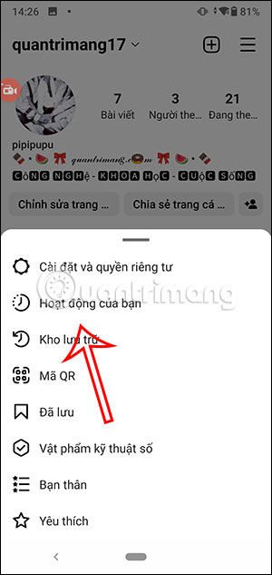 Hoạt động trên Instagram