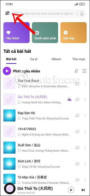 Trình phát nhạc trên Xiaomi