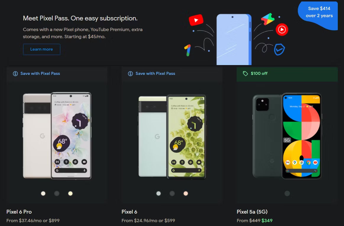Điện thoại tương thích Google Fi
