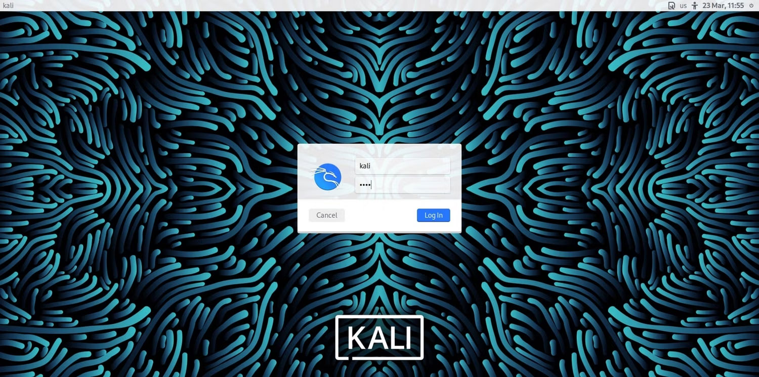 Màn hình đăng nhập Kali