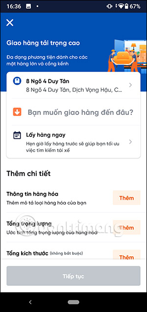 Dịch vụ vận chuyển Ahamove