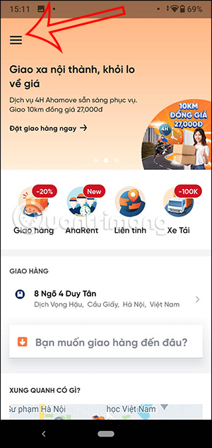 Tùy chọn Ahamove