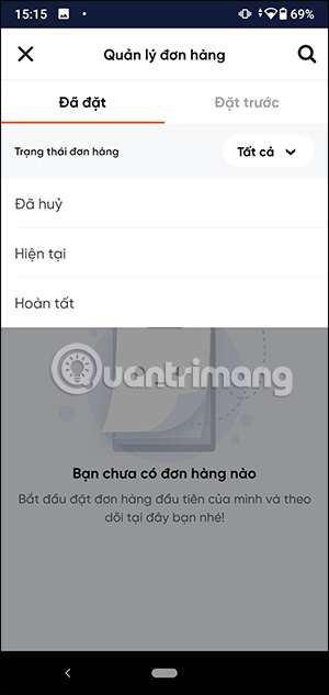 Xem mã đơn hàng trên Ahamove