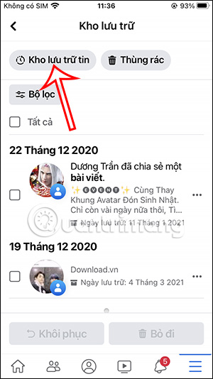 Kho lưu trữ tin Facebook