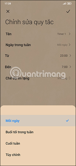 Ngày bật không làm phiền Xiaomi