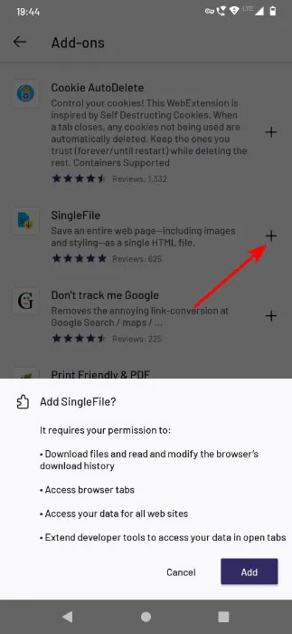 Cài đặt Addon Firefox Beta