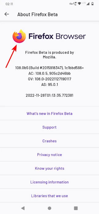 Nhấn vào Logo Firefox 5 lần