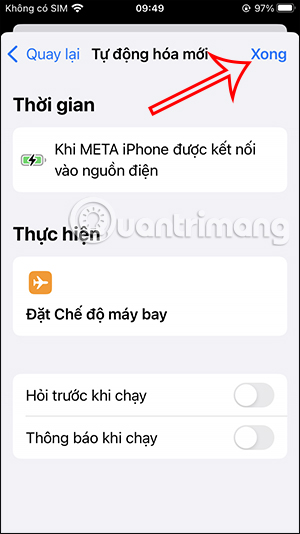 Lưu lại tác vụ sạc pin iPhone