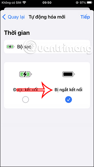 Ngắt kết nối sạc pin iPhone