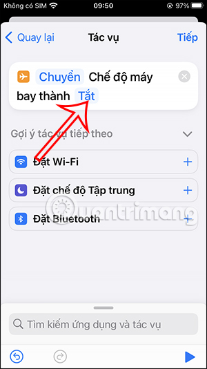 Tắt chế độ máy bay khi ngắt sạc iPhone