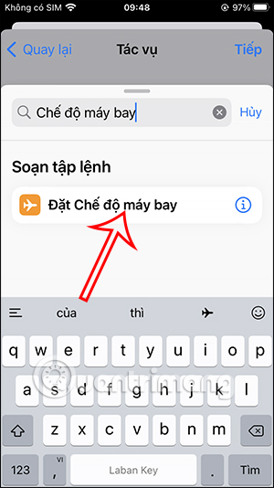 Chọn chế độ máy bay