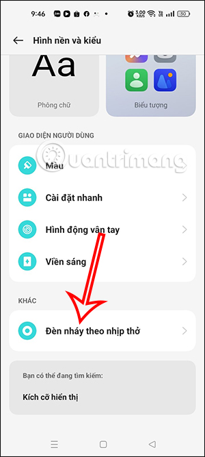 Đèn nhịp thở trên OPPO