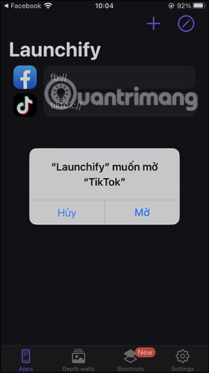 Chọn mở ứng dụng trên iPhone