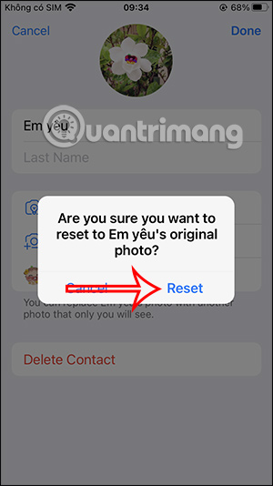 Chuyển về avatar Telegram gốc