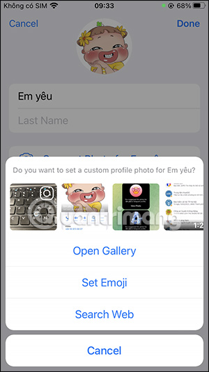 Chọn nơi lấy hình ảnh trên Telegram