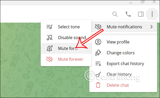 Chỉnh thời gian tắt thông báo Telegram PC