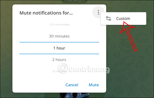 Chỉnh thời gian thông báo Telegram PC