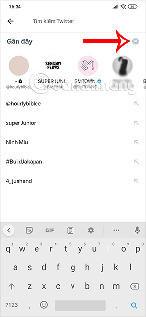 Xóa lịch sử tìm kiếm trên Twitter