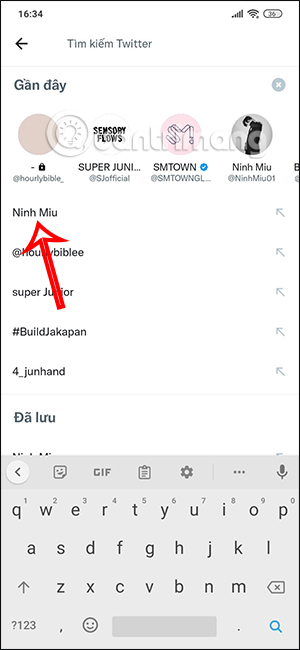 Tìm kiếm đã lưu trên Twitter