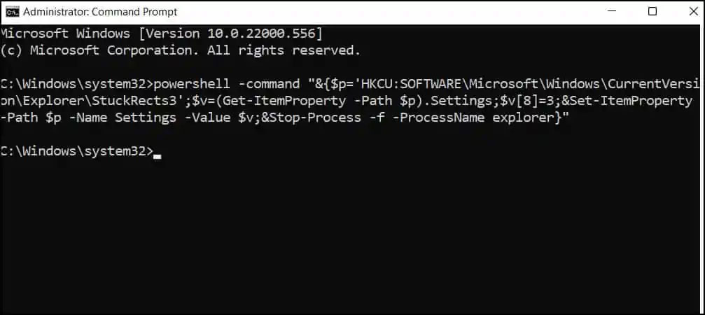 Ẩn thanh tác vụ Windows 11 bằng Command Prompt