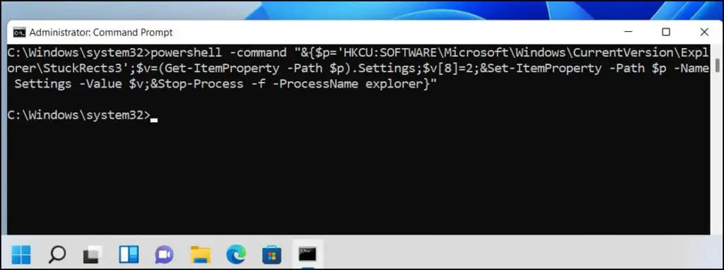 Bỏ ẩn thanh tác vụ trong Windows 11
