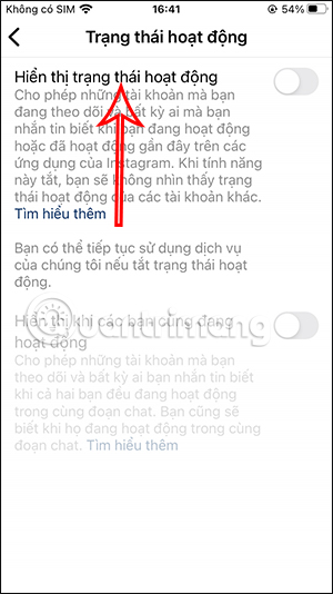 Tắt trạng thái hoạt động Instagram
