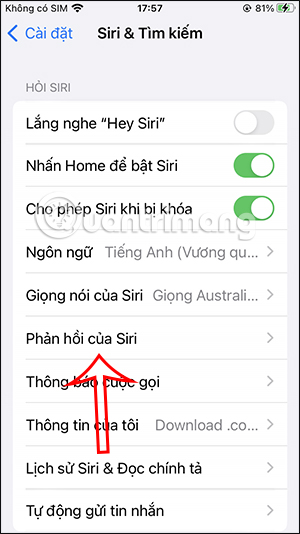 Phản hồi Siri trên iPhone