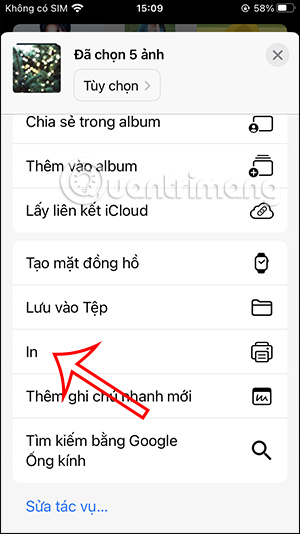 Tùy chọn in trên iPhone