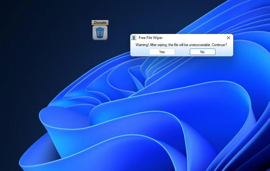 Biểu tượng thùng rác Free File Wiper trên desktop