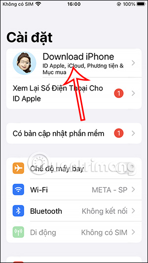 Chọn tên tài khoản Apple ID