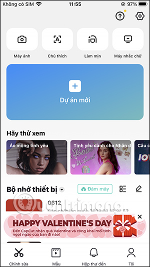 Nhấn vào ảnh để phóng to Thêm video vào CapCut