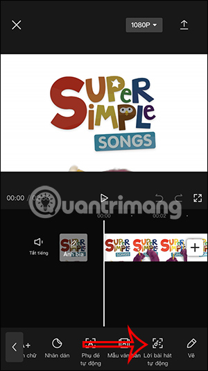 Nhấn vào ảnh để phóng to Lời bài hát tự động video CapCut